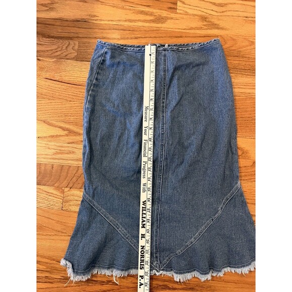 Y2k Forever 21 Denim Mini Skirt M Knee Length Flare Streetwear cowgirl - Picture 4 of 7